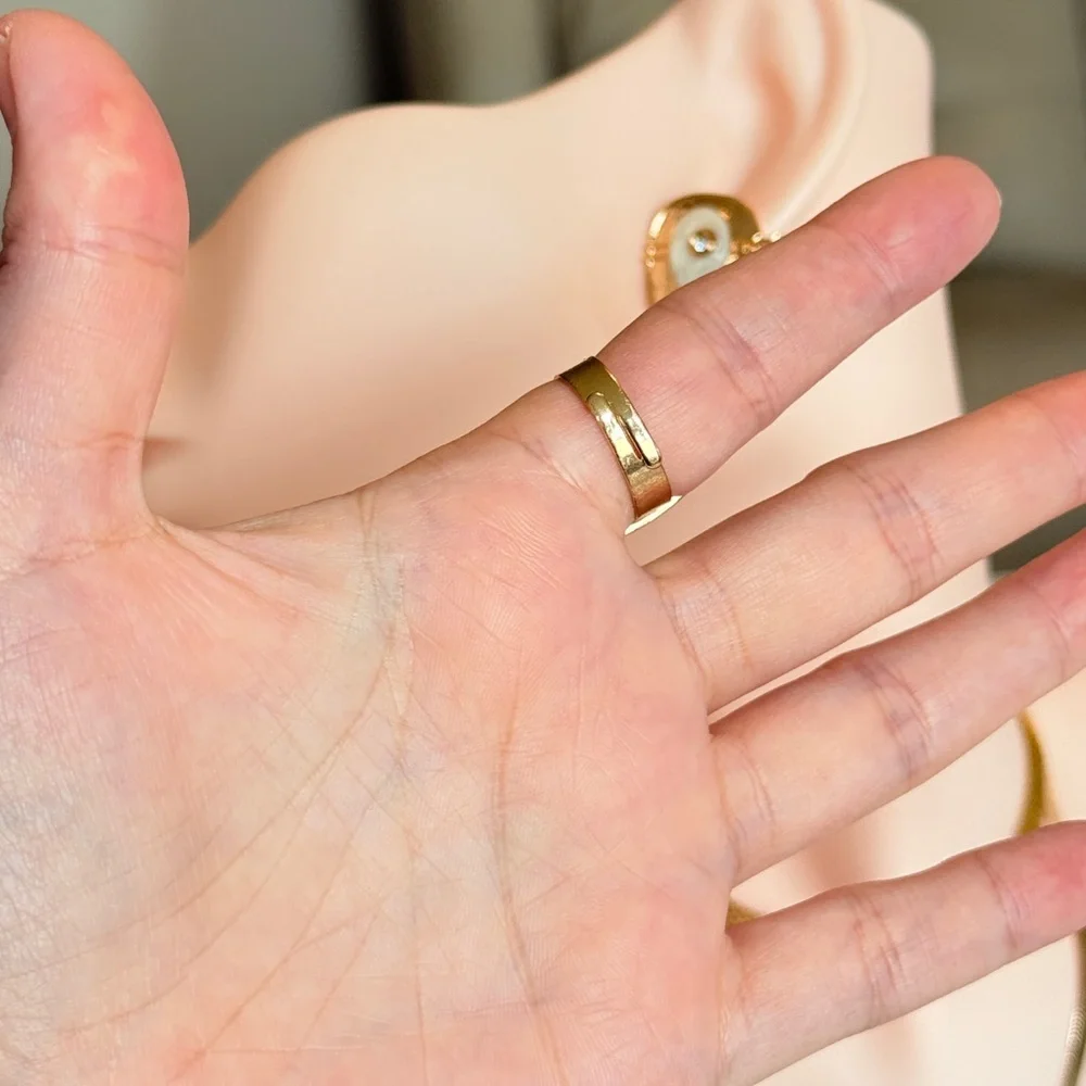 Gold Textured Ring with White Pearl - Women Jewelry